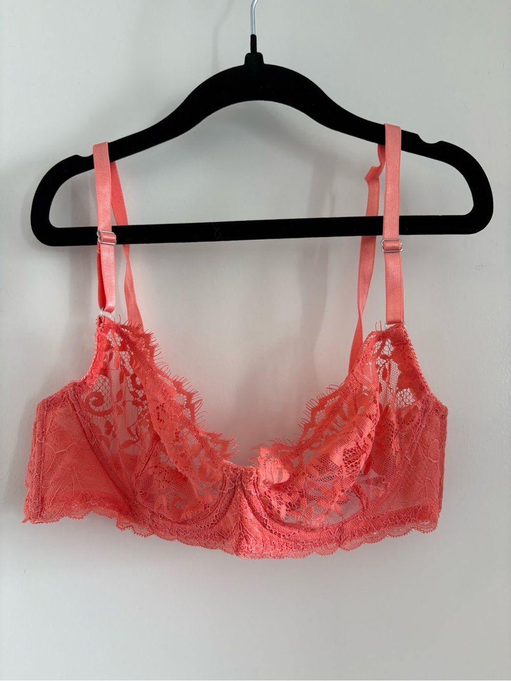 Kat the Label Sheer Lace Underwire Bralette in Coral